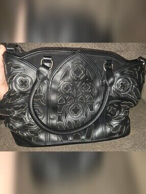 Black Embossed Gothic-Style Women's Tote Bag